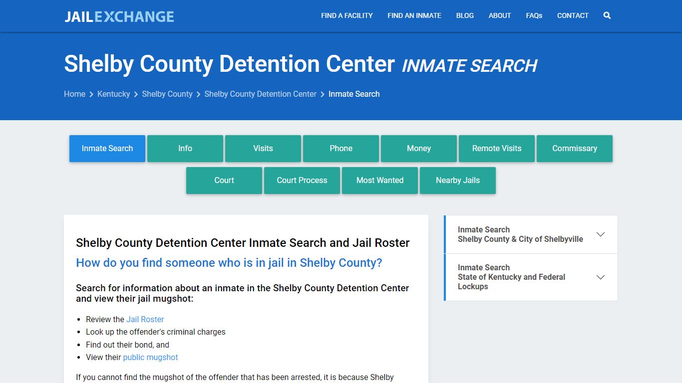 Inmate Search: Roster & Mugshots - Shelby County Detention Center, KY