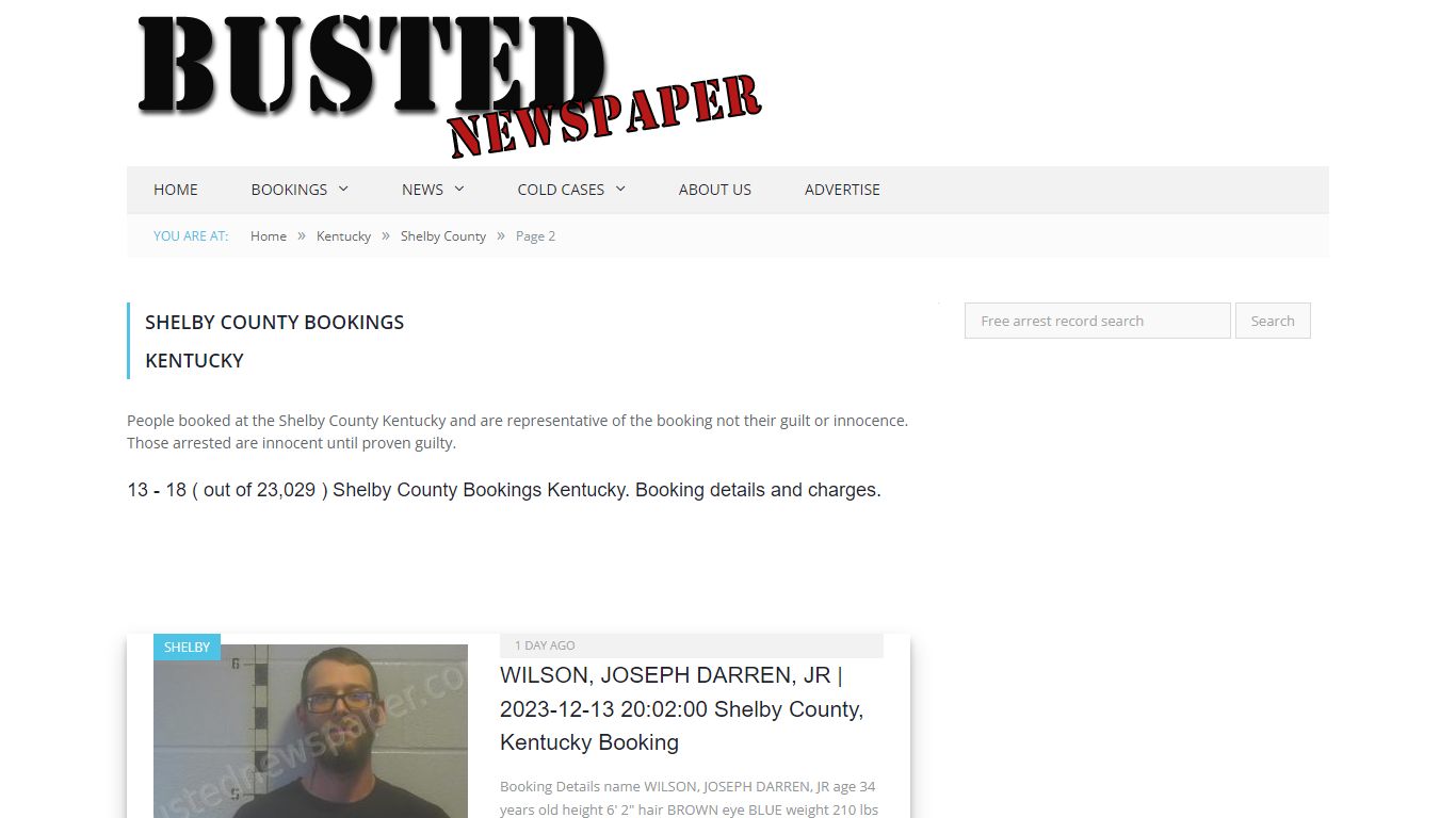 Shelby County, KY Mugshots - page 2 - BUSTED NEWSPAPER